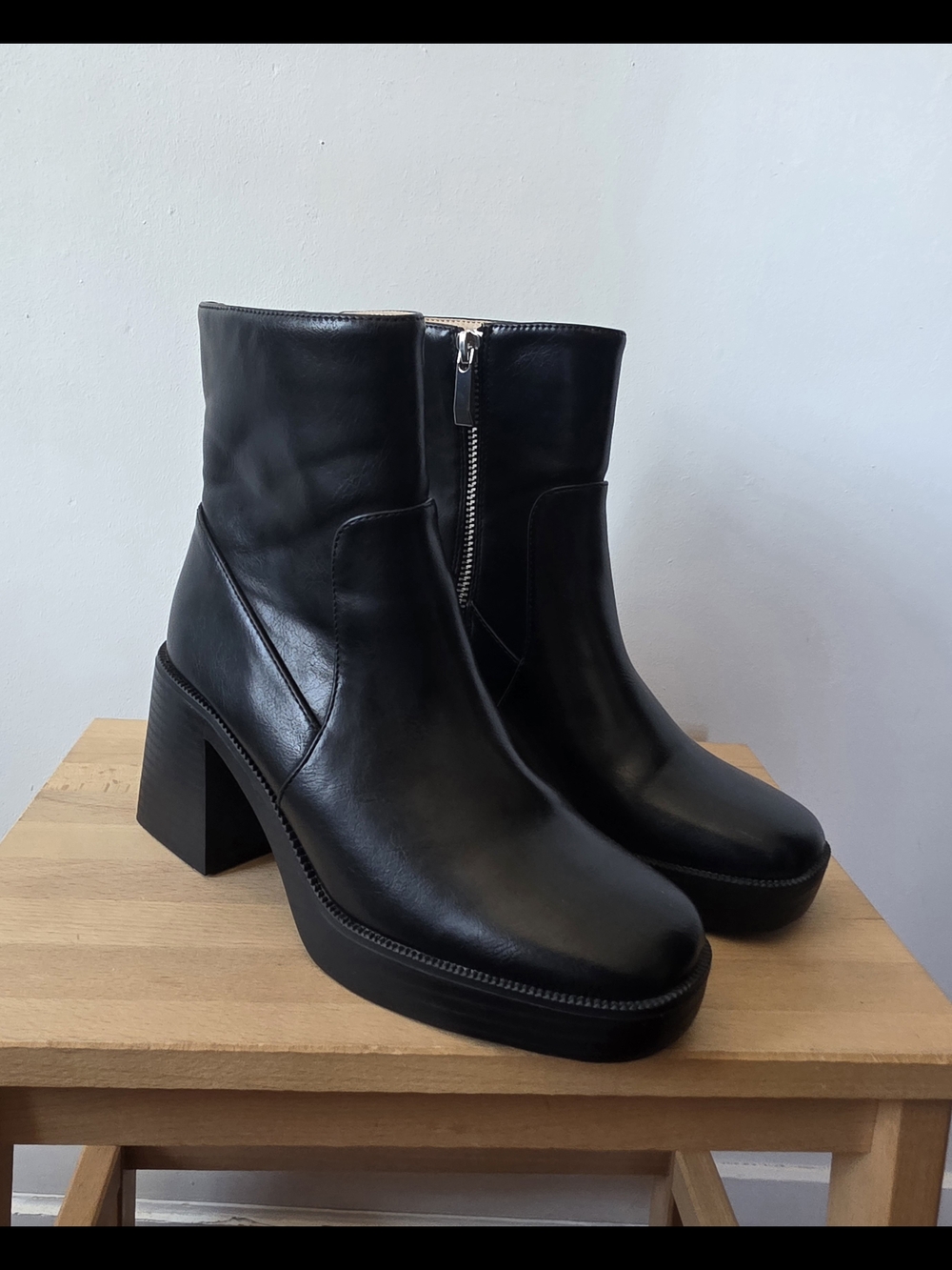 Princess Polly Black Patent Ankle Booties